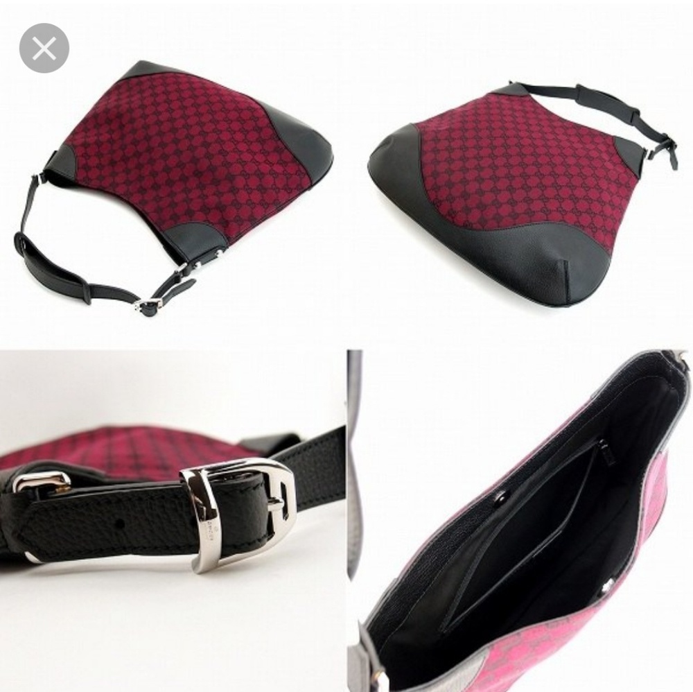 AUTHENIC GUCCI Red & Black Canvas Hobo Bag